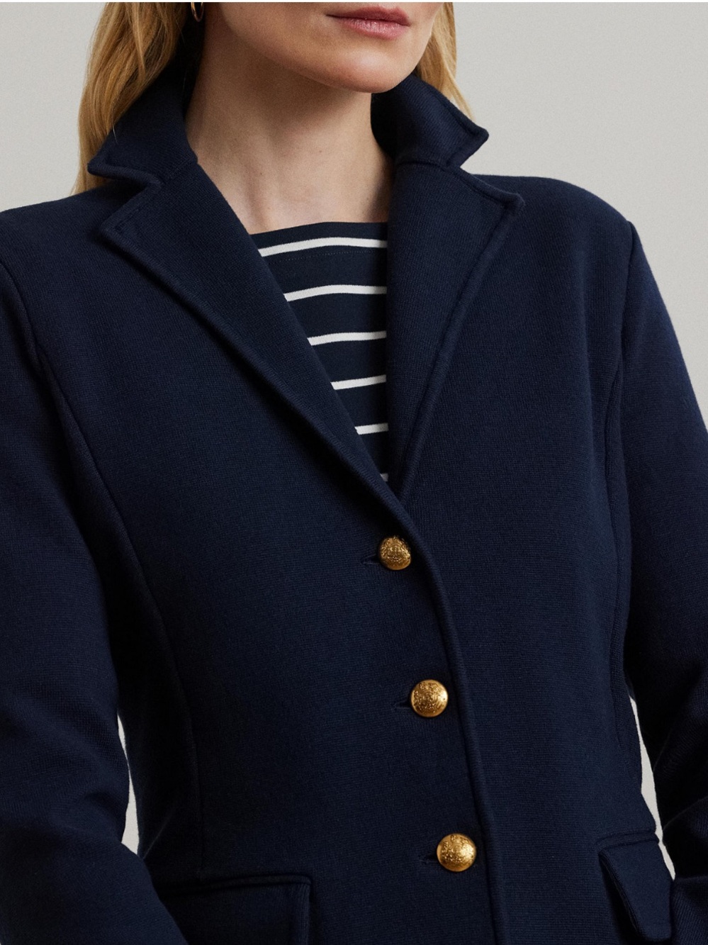 NEW Lauren Ralph Lauren Sweater Knit Blazer Navy, Size M - Picture 4 of 6
